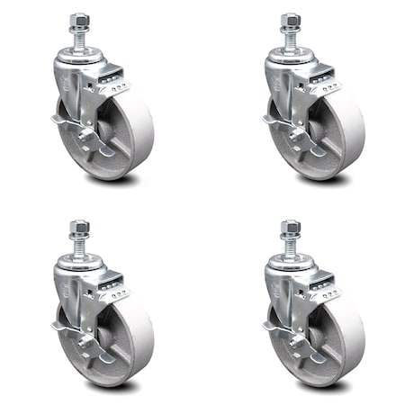 Service Caster Semi Steel Swvl TS Caster w/RB w/5" Wheel&1/2" Stem-4 Swvl w/Top Lck BRK SCC-TS20S515-SSR-TLB-121315-4